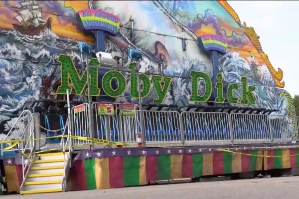 Officials said the 10-year-old boy cracked his skull and broke other body parts after he was thrown from his seat on the ride. 