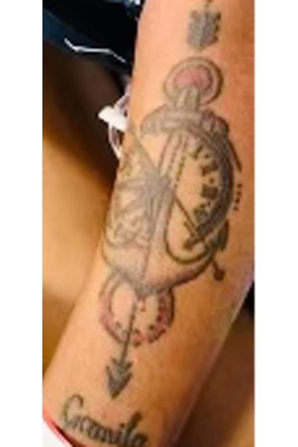 A tattoo on the arm of cop shooting suspect Bernardo Castro Mata identifying him as a member of the Tren de Aragua gang is seen in an image obtained by the Post Tuesday, June 4, 2024