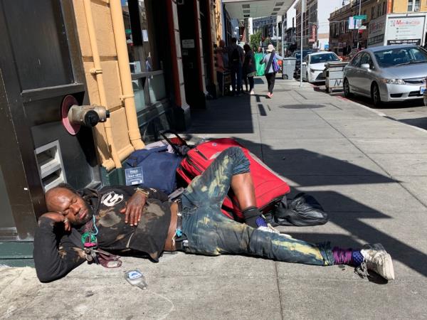 Man sleeping on San Francisco street