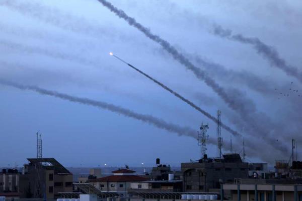 Rockets shooting into Israel from Gaza on Oct. 7.