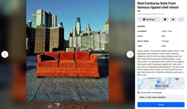 Red couch on Facebook Marketplace