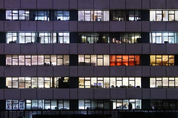 Late night office working Hong Kong