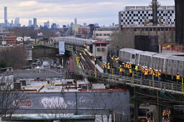 The northbound F train was traveling between the West 8th and Neptune Avenue stations in Co<em></em>ney Island – on an elevated section of the track – when it slightly derailed around 12:25 p.m., authorities said. 