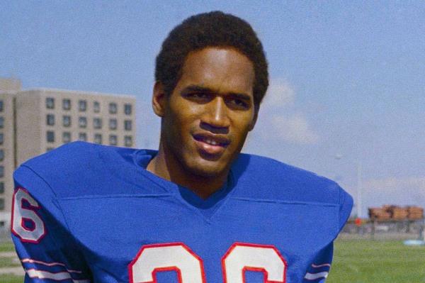 1969 photo of O.J. Simpson in his Buffalo Bills football jersey