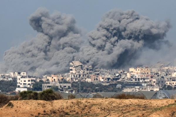 A picture taken from southern Israel near the border with the Gaza Strip on Dec. 6, 2023.