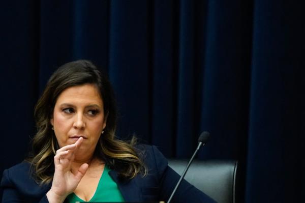 Representative Elise Stefanik, Republican of New York, listens during a House Committee on Education and the Workforce hearing a<em></em>bout antisemitism on college campuses, on Capitol Hill in Washington, DC, on April 17, 2024.