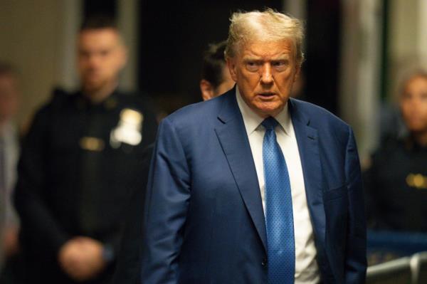 Republican presidential candidate, former U.S. President Do<em></em>nald Trump attends trial at Manhattan Criminal Court May 20th 2024 in New York City.