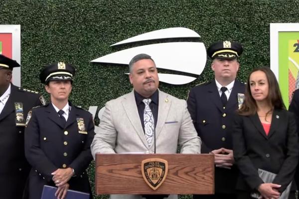 Police commissio<em></em>ner Edward A. Caban and NYPD perso<em></em>nnel speak a<em></em>bout U.S. Open safety procedures.