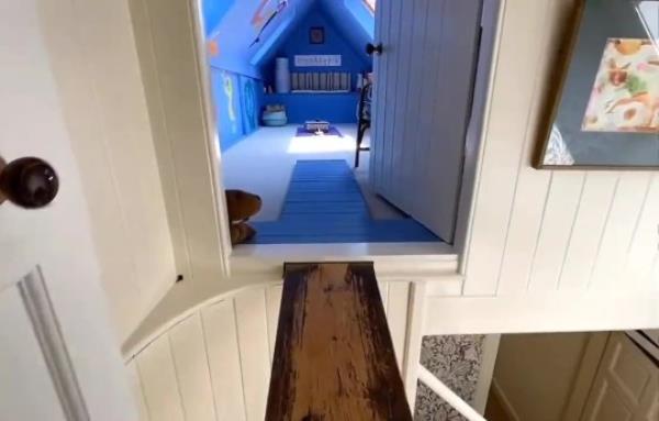 Story from Jam Press (Plank Walk Castle) Pictured: Video grab - Inside the Stirling case and the strange access via a plank of wood to one of the rooms. Six-bed 1.45million castle has unique feature - you have to walk across a PLANK to get in one room A castle is up for sale for 1.45million but you have to walk across a PLANK to get in one of the rooms. The 16th century property boasts six bedrooms and four bathrooms. There is also a library - with swords on the walls - a wine cellar and a butler?s pantry. It has original period features which are 480 years old - including panelled walls and ceilings and an original oak door. But home hunters have been left baffled by the o<em></em>nly access to one room used as a study in the three-storey castle. Dwellers have to walk along a wooden plank to get into the blue-painted room as there are no stairs leading to it. Blairlogie Castle - built in 1543 - in the village of Blairlogie, near Stirling, Scotland, is being sold by Savills. One home hunter said: ?This amazing castle for sale in Scotland has a room that's o<em></em>nly accessible by walking over a plank. ?I wouldn't like to try that after a fewwhiskeys.? The listing for the stunning Category A Listed property - set in 2.6 acres of land - makes no mention of it. It reads: ?The present day house is a property of outstanding character which retains many original features. ?The property offers comfortable rooms and a sensible layout for modern family occupation. ?The main entrance has a vaulted hallway and a wine cellar off to the side. ?Also on the ground floor is a sitting room with an arched 16th century stone fireplac<em></em>e with a solid fuel stove and aumbry recess. ?The kitchen has a four oven gas AGA, wooden cupboards and a Belfast sink. Beyond the kitchen are a utility room, back door and WC.? It adds: ?There is a panelled central hall on the principal floor which co<em></em>nnects to the drawing room, dining room and pantry. ?The drawing room