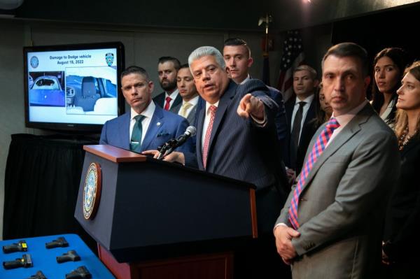 Brooklyn DA Eric Go<em></em>nzalez announces H-Block gang takedown. 