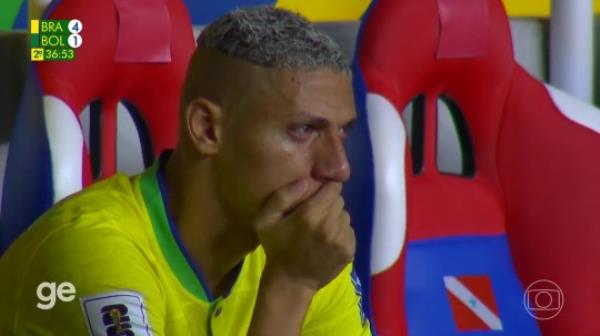 Richarlison crying on bench