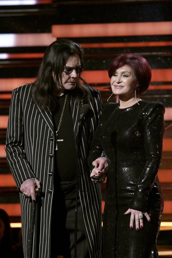 Ozzy Osbourne and Sharon Osbourne speak o<em></em>nstage during the 62nd Annual GRAMMY Awards.