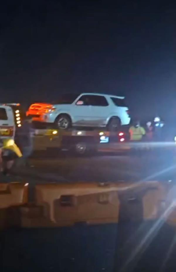 SUV being towed