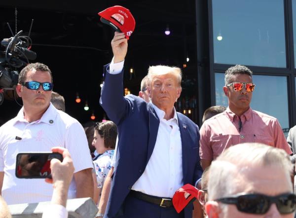 Trump campaigning during the Iowa State Fair in Des Moines on August 12, 2023.