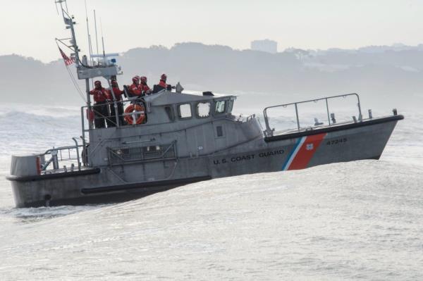 A Coast Guard boat is pictured during the search efforts.