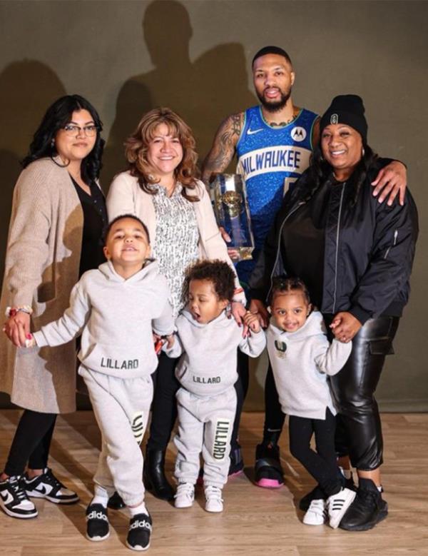 Damian Lillard and his family at NBA All-Star weekend in Indianapolis in February 2024.  