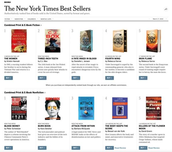 NYT bestseller list