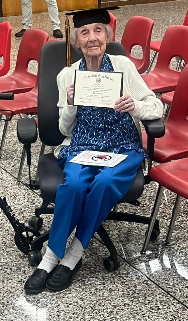 Georgia McGarry received her diploma 81 years after dropping out of high school.