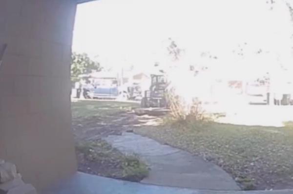 Amanda Brochu's doorbell camera captured a bulldozer taking the co<em></em>ncrete away.