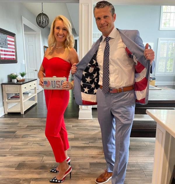 Pete Hegseth seen with his wife Jennifer Rauchet.