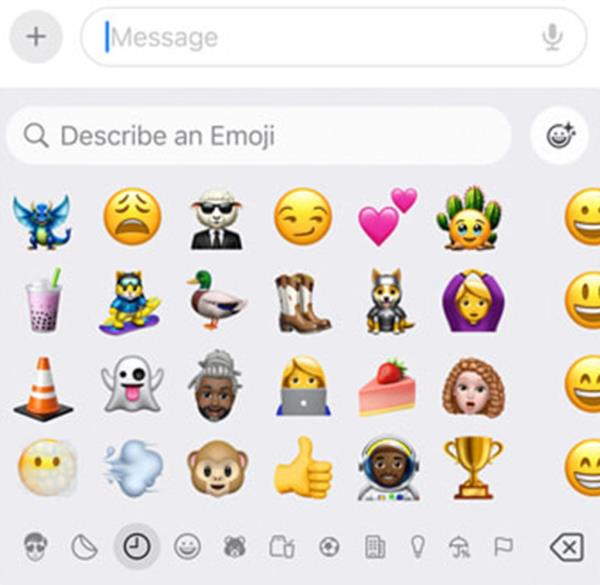 A screenshot of Apple's new iOS 18 presenting the Genmoji app, a tool for creating perso<em></em>nal AI emojis