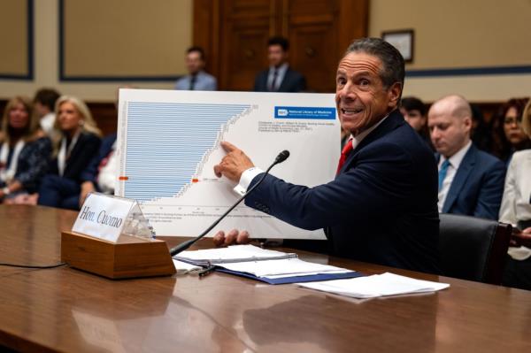 Former New York Governor Andrew Cuiomo testifies before the Select Subcommittee on the Coro<em></em>navirus Pandemic in the Rayburn House Office Building at the U.S. Capitol on September 10, 2024.