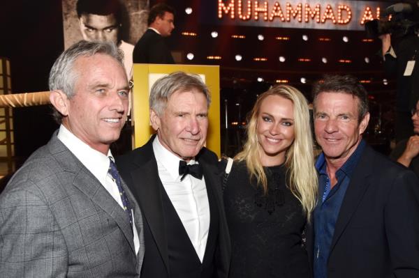 Robert Kennedy Jr, Harrison Ford, Santa Auzina and Dennis Quaid stand together.