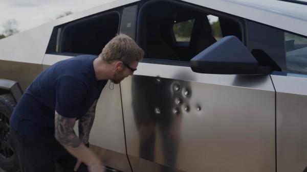 Cybertruck lead energy Wes Morrill uploaded a video to Tesla's YouTube channel of his team firing different calibers of bullets at the vehicle's 1.8mm thick stainless super alloy exterior. 