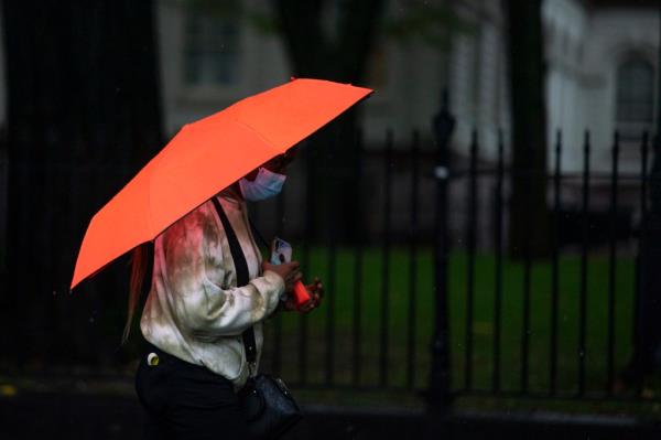 woman holding umbrella