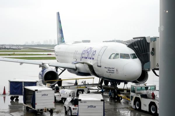 A file photo of a JetBlue plane