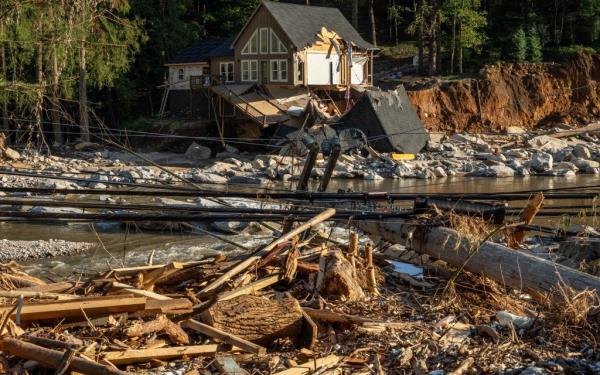 Damage from Helene in downtown Chimney Rock.