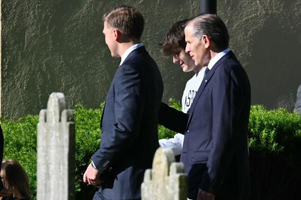 Hunter Biden walking outside Saint Joseph on the Brandywine Roman Catholic Church in Wilmington, Delaware on the ninth anniversary of Beau Biden's death