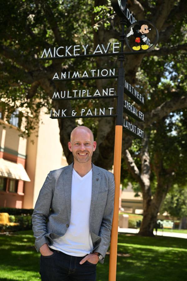 Mickey Mouse's official voice Bret Iwan on the Burbank lot of Walt Disney Animation Studios