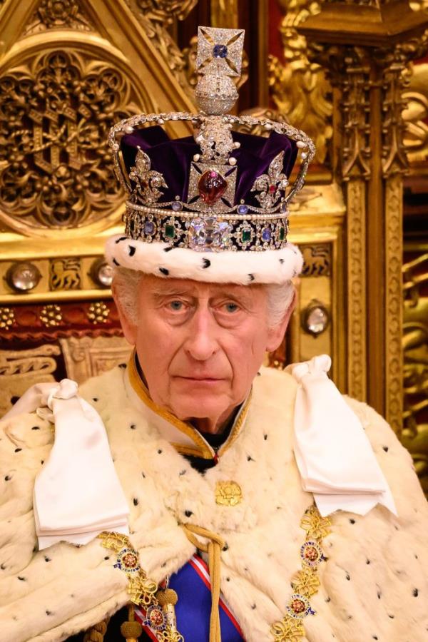 King Charles III delivers a speech during the State Opening of Parliament.