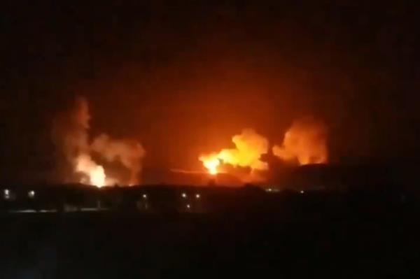 Explosions caused by US and UK strikes are seen is Saada, Yemen.