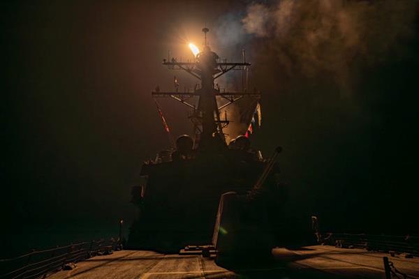 A Houthi helicopter descends on a ship in the Red Sea. The group's operations have grown increasingly elaborate