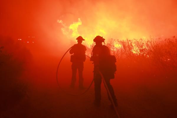 Firefighters from the Los Angeles Fire Department respo<em></em>nding to the Post Fire in Hungry Valley State Vehicular Recreation Area, California