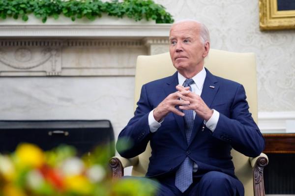 President Joe Biden listens during his meeting with Israeli Prime Minister Benjamin Netanyahu in the Oval Office of the White House in Washington, Thursday, July 25, 2024.