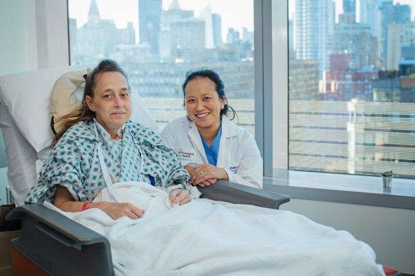 Cheryl Mehrkar is the recipient of the world's first fully robotic double lung transplant. Dr. Stephanie H. Chang, right, an associate professor in the Department of Cardiothoracic Surgery at NYU Grossman School of Medicine, led the groundbreaking procedure last month.