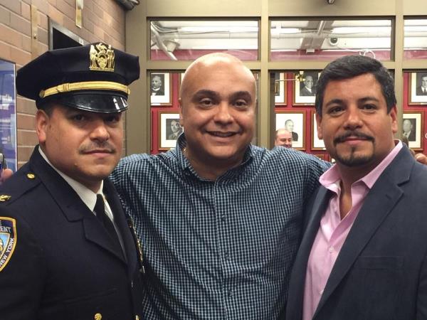 Commssio<em></em>ner Edward Caban and James Caban with NYPD Detective Dennis Rodriguez, 2015.