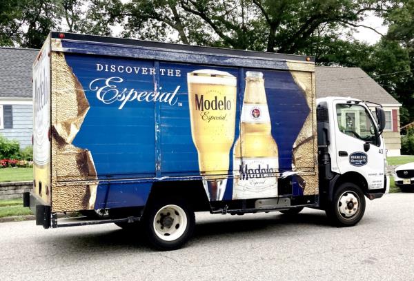 A Modelo Especial beer delivery truck.