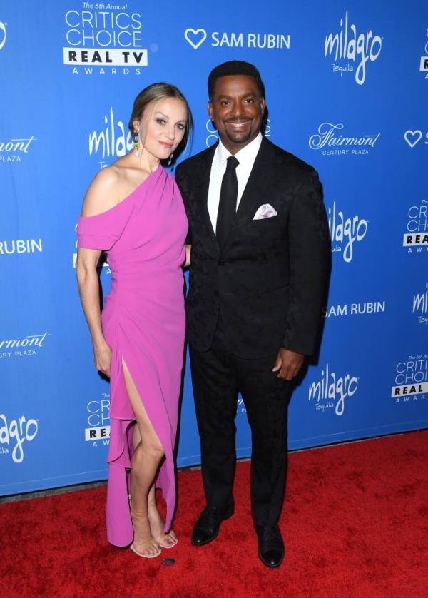 Angela Unkrich and Alfo<em></em>nso Ribeiro arrives at the 2024 Critics Choice Real TV Awards at Fairmont Century Plaza on June 15, 2024 in Los Angeles, California. 