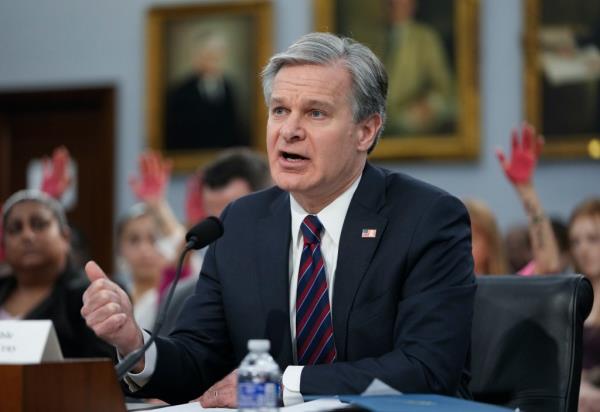 FBI Director Christopher Wray testifying a<em></em>bout the FBI budget in front of the House Appropriations Subcommittee in Washington, DC