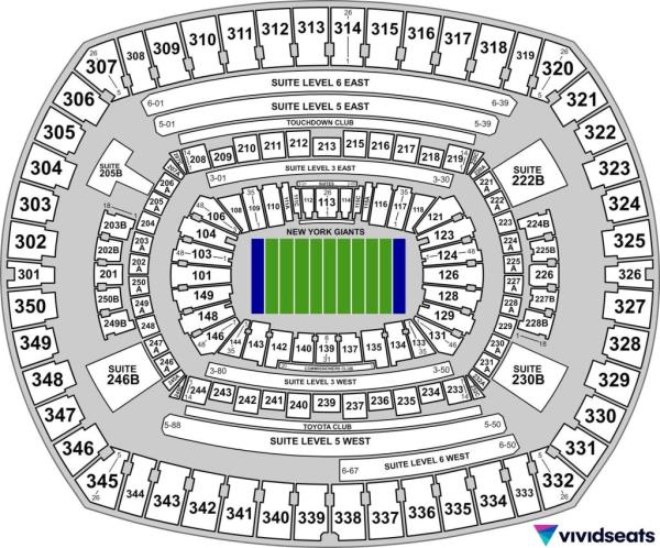 A map of East Rutherford, NJ's MetLife Stadium