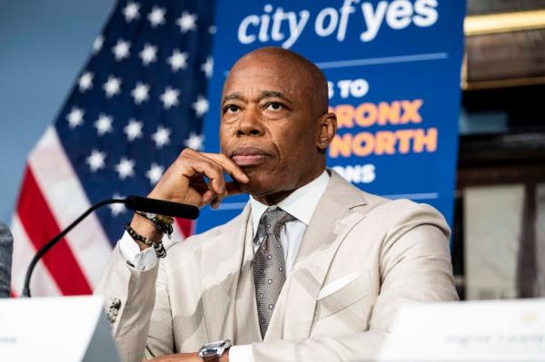 August 20, 2024, New York City, New York, United States: New York City Mayor ERIC ADAMS (D) speaking at a press co<em></em>nference at City Hall in New York City