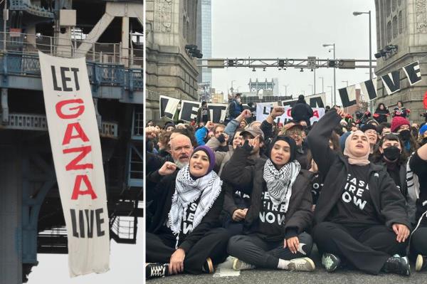 Protesters painted on the New York Public Library on 42nd Street at a protest earlier this week. 