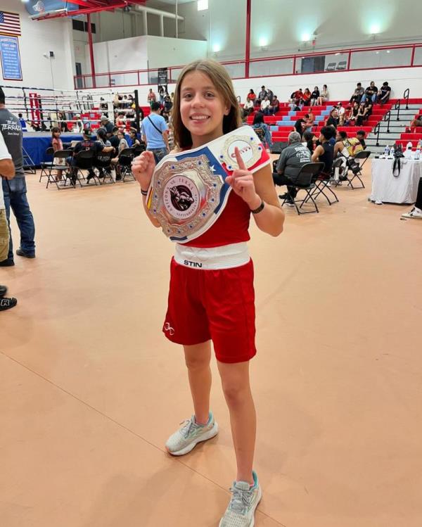 Piunney after winning a boxing match.