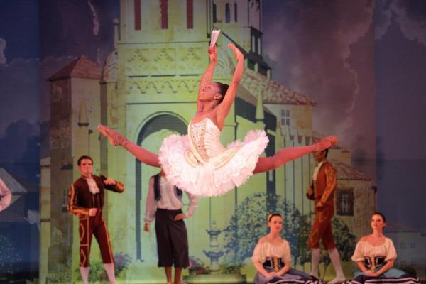 Sierra Leonean-US ballet dancer Michaela DePrince performs during debut as Kitri in the final rehearsals of the production 'Don Quixote' in 2013.