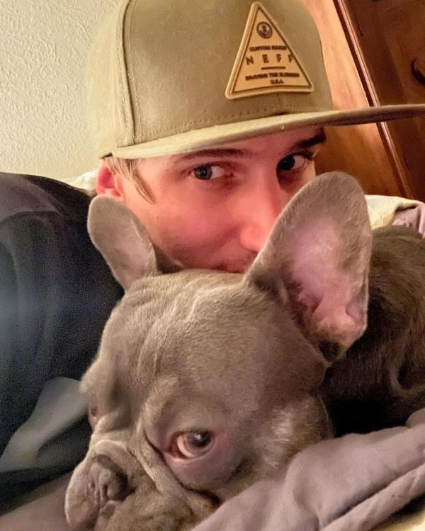 Reid Grotewold says his French bulldog service animal was stolen 