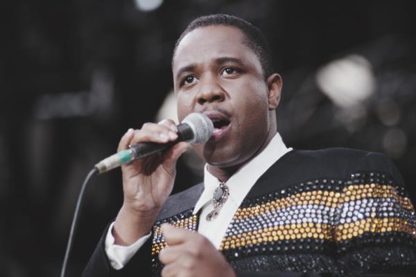 Freddie Jackson performs live on stage at the Nelson Mandela 70th Birthday Tribute concert, Wembley Stadium, Lo<em></em>ndon on 11th June 1988.